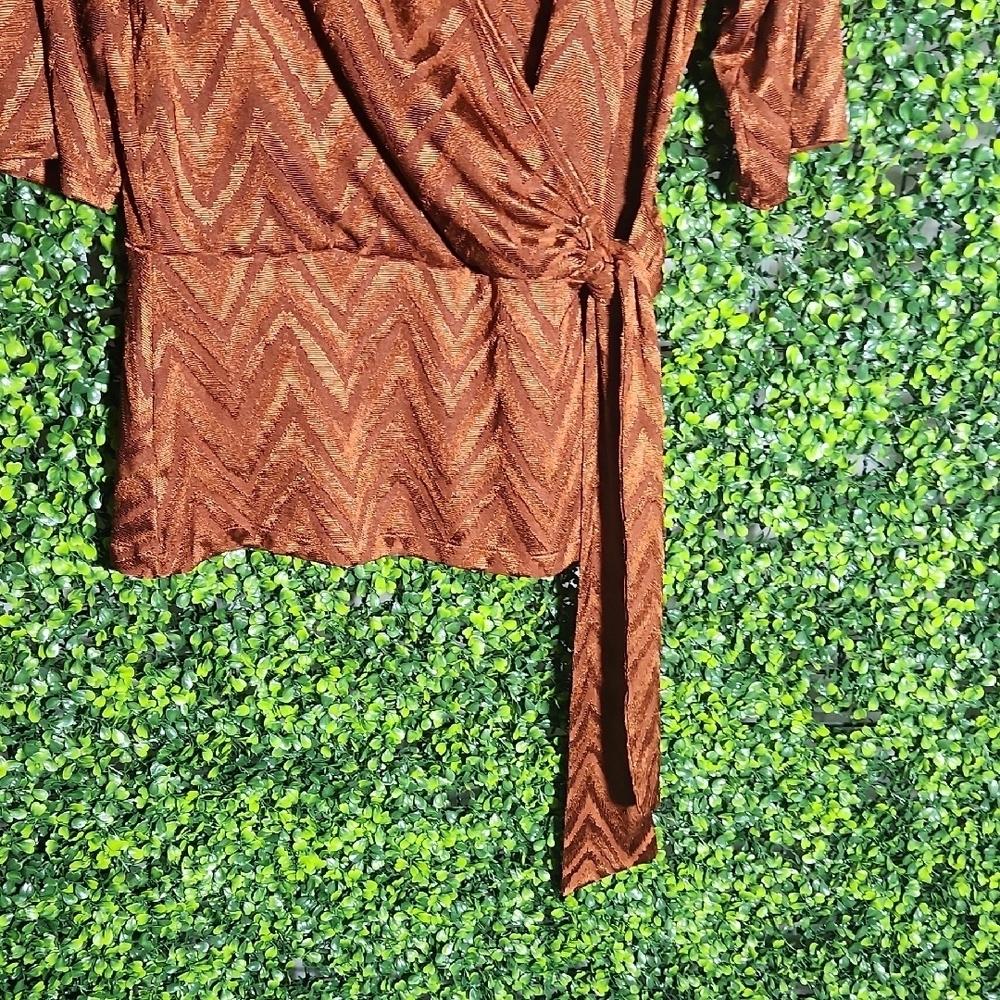 Cato Orange Chevron Wrap Top Small - Picture 7 of 12